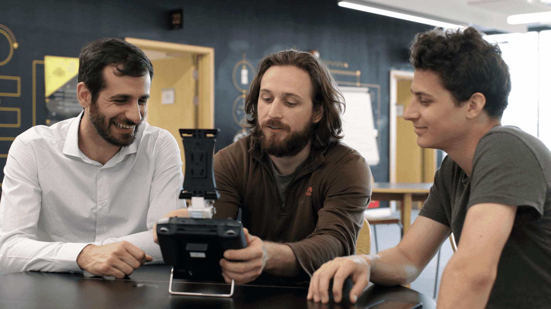 Founder of Perceptual Robotics Kostas Karachalios (CEO), Dimitris Nikolaidis, and Kevin Driscoll-Lind,