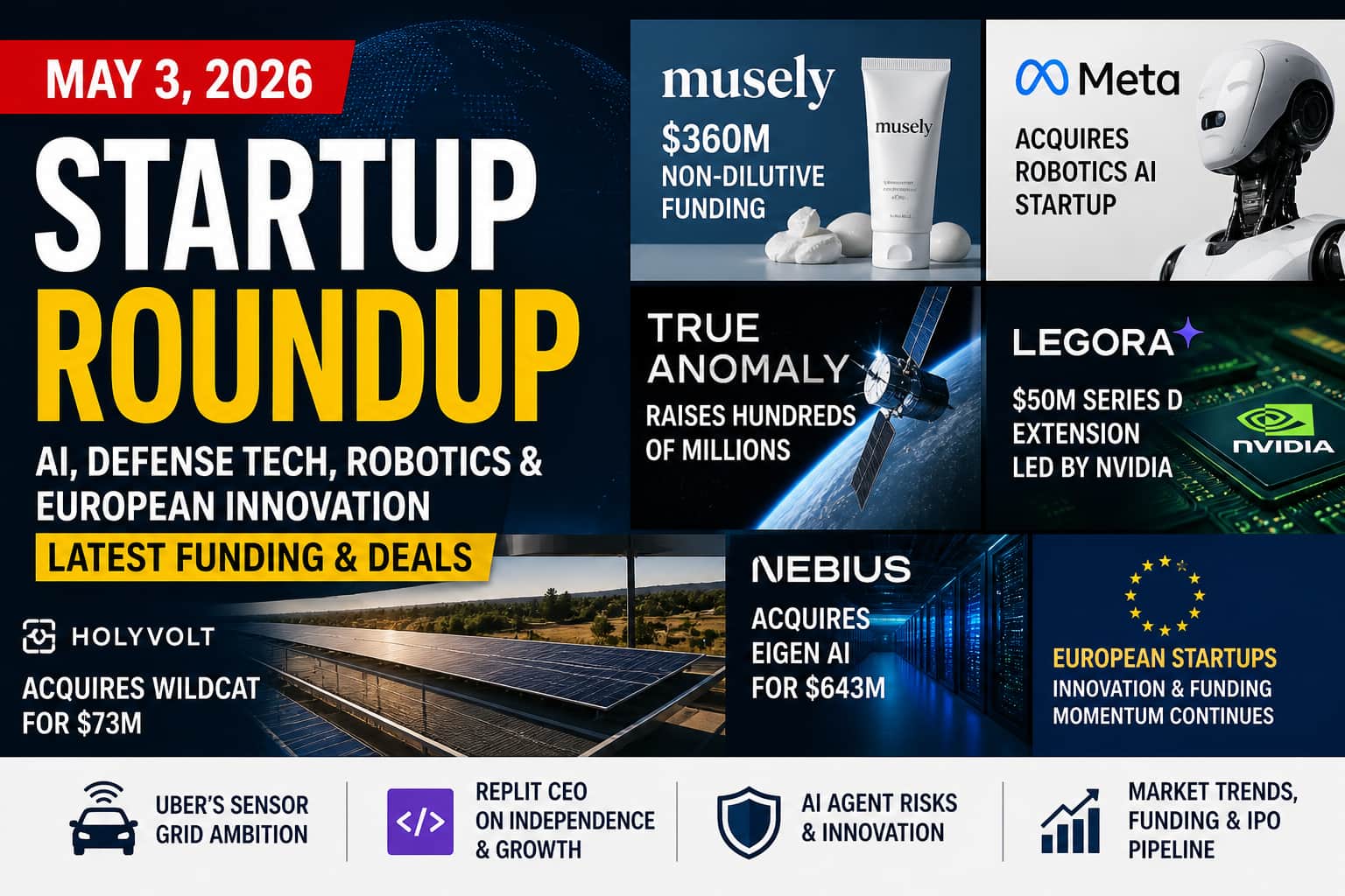 Startup Roundup May 3, 2026: AI, Defense Tech, Robotics & European Innovation Dominate Latest Funding and Deals