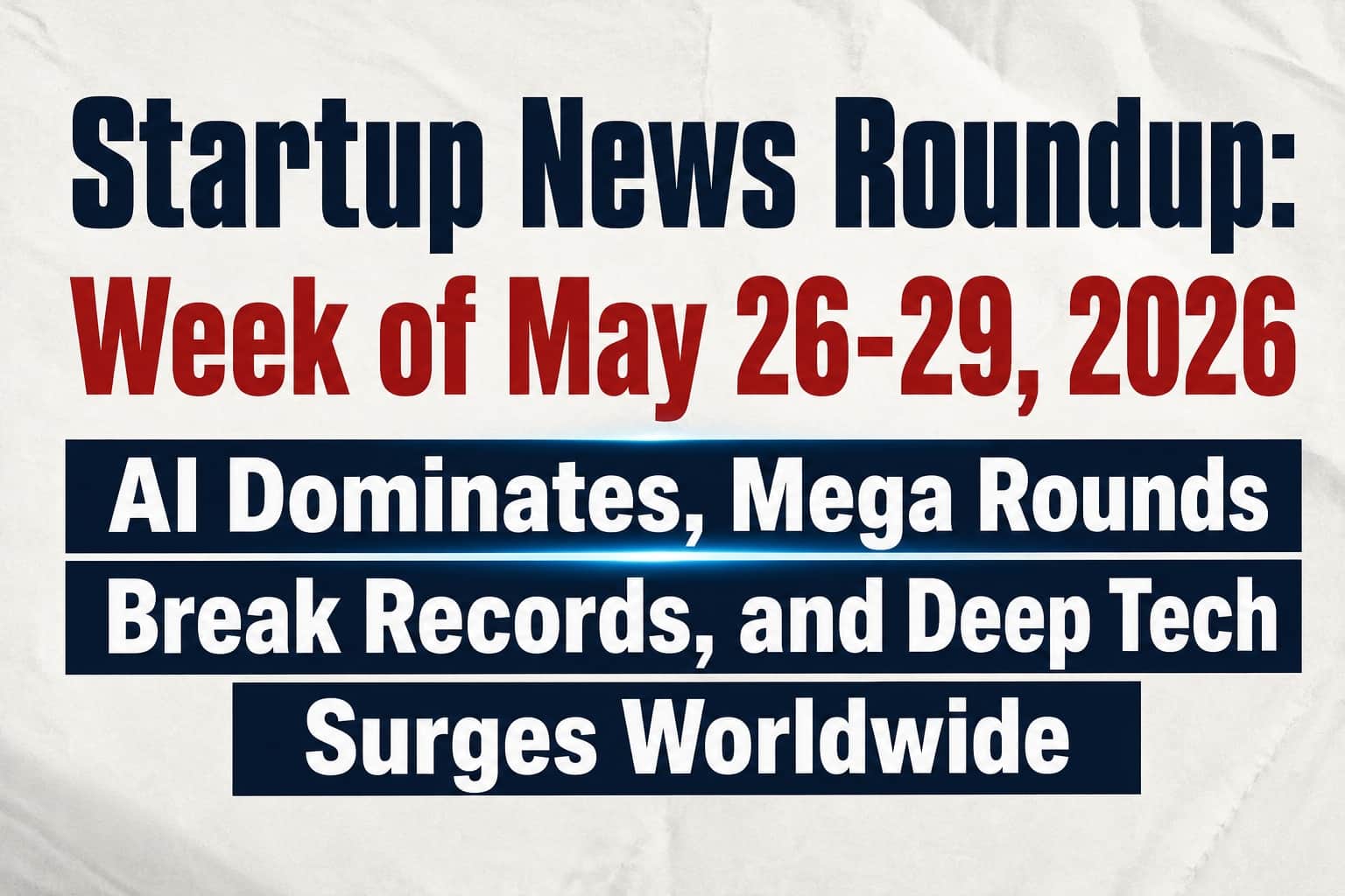 Startup News Roundup: Week of May 26-29, 2026 - AI Dominates, Mega Rounds Break Records, and Deep Tech Surges Worldwide